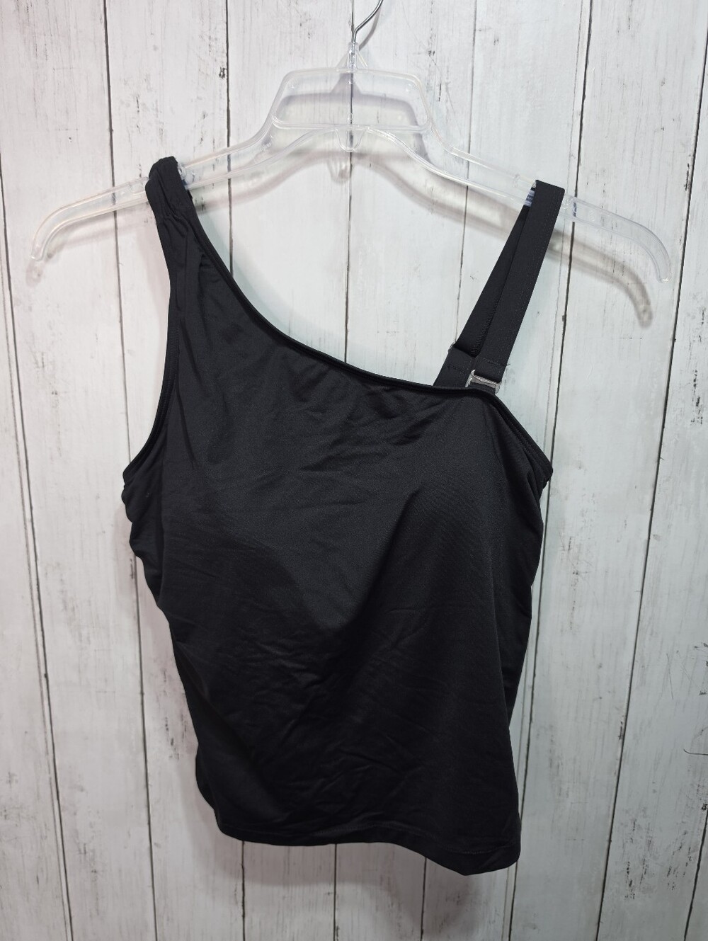 Lands' End Women's Black One Shoulder Padded Tankini Top Swimsuit Size 10 D. Exc